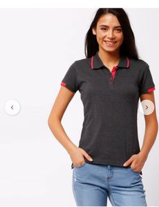 Teamspirit Charcoal Grey Polo T-shirt For Women