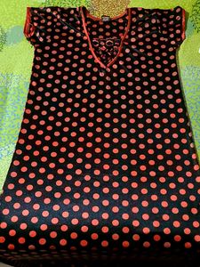 Beautiful Black And Red Satin Nighty