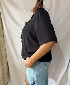 Elegant Black Ruffle Top