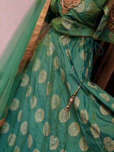 Teal &amp; Gold Indian Lehenga Choli Set