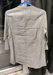 Women Grey Silk Kurta