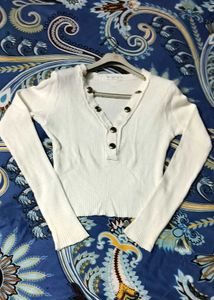 WHITE BUTTON-UP KOREAN TOP 🤍