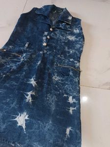 Denim Print Sleeveless Dress