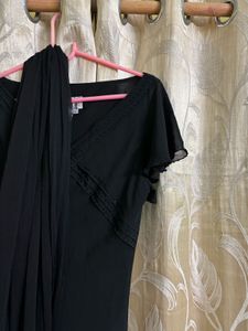 Beaded Black Dress With Scarf