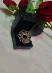 Antique Round Statement Ring with Black Stone
