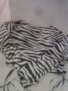 Zebra Print Tie Top