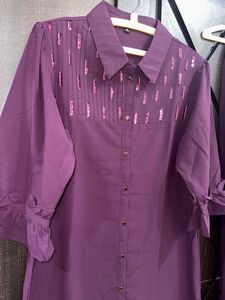 Purple Embellished Co-ord Set With Belt.