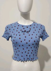 Cute Strawberry Print Crop Top