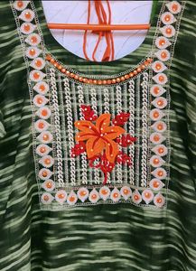 Olive Embroidery Work Kurta