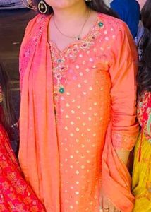 Peach Embroidered Kurta Set