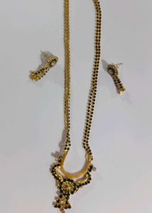 Gold Tone Mangalsutra with Earrings