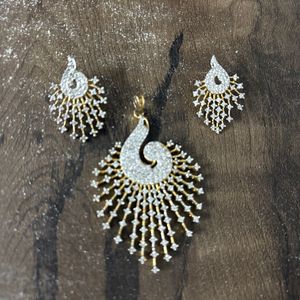 One Pendant Set Along With 4 Pairs Earrings