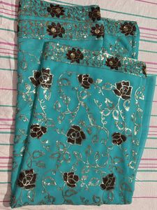 Sequins Embroidery Party Wear Saree
