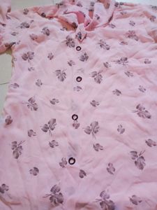 Pink Floral Button-Down Top