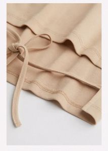 H&amp;M Beige Cropped Tie Detail Top