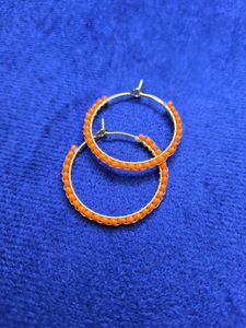 Orange Beaded Hoop Earrings(TP-HE-002)