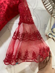 Red Embellished Ethnic Gown