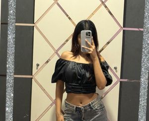 Black Off-Shoulder Crop Top