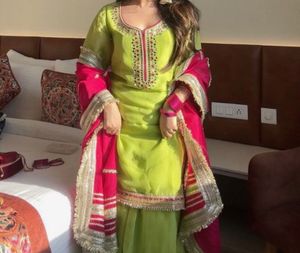 Lime Green Embellished Kurti
