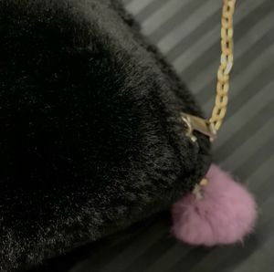 Black &amp; Grey Fur Sling Bag
