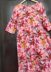 Pink Kurti Multi Floral Print For 42 Bust