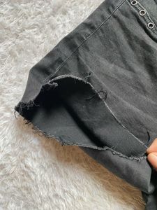 Dark Wash Denim Shorts with Grommet Detail
