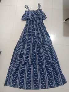 Long Dark BluePrinted Dress