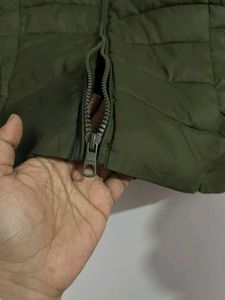 Only olive green Puffer hooded jacket