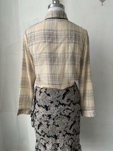 Vintage-Style Plaid Blouse &amp; Paisley Skirt Set