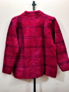 imported luxury berry plaid women&#39;s cardigan/jacke
