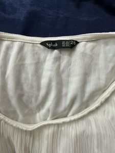 White Pleated Sleeve Top