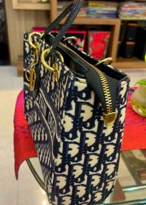 Christian Dior Oblique Canvas Tote – Navy Blue