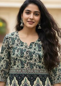 Beige Print Short Kurti🤍