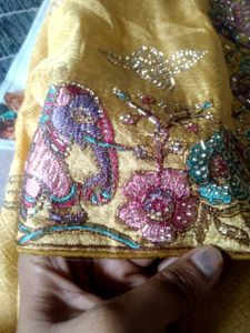 Heavy Calcutta work branded silk saree