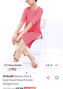 Vishudh Floral Printed Pink Kurta
