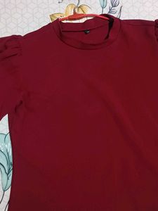 Maroon Puff Sleeve Top