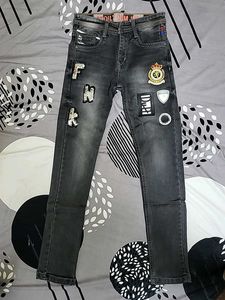 Stylish Grey Patch Jeans