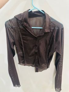 Sheer Brown Long Sleeve Top