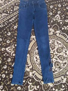 Embroidered Dark Wash Denim Jeans