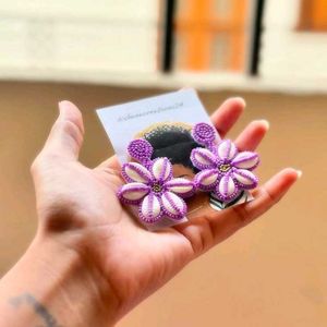 Floral Beaded Earrings💜