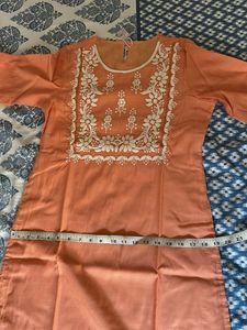 Peach Embroidered Kurti