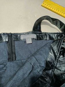 Chic Black Faux Leather Mini Dress Size L