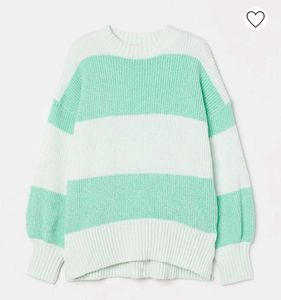 H&amp;M Green And White Pullover