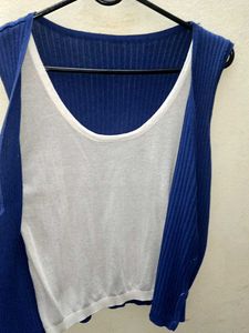 Blue Ribbed Tank Top