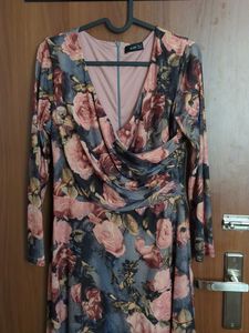 Kazo Pinka And Black Wrap Dress