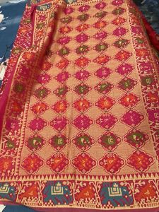 Pink bandhej saree