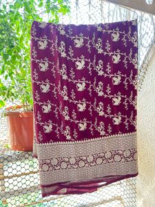 Classic Original Maroon Banarasi Silk Saree