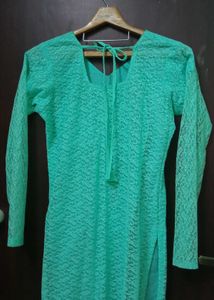 Elegant Sea Green Lace Kurti