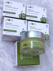 Plum Green Tea Renewed Clarity Night Gel Mini | Hydrates Skin &amp; Fights Acne | Lightweight, Quick-Absorbing, Non-Sticky Gel Texture | Oily, Acne-Prone Skin | 100% Vegan(15ml)