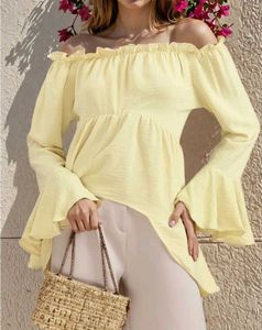 Shein Chic Off-Shoulder Yellow Top